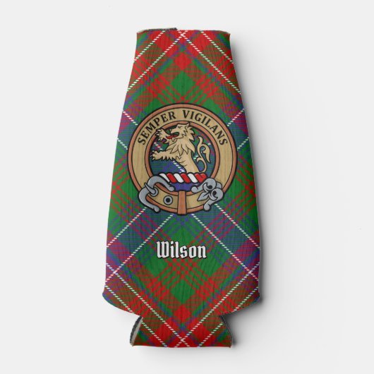 Clan Wilson Crest over Modern Tartan Flesjeskoeler (Voorkant)