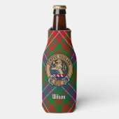 Clan Wilson Crest over Modern Tartan Flesjeskoeler (Fles Voorkant)