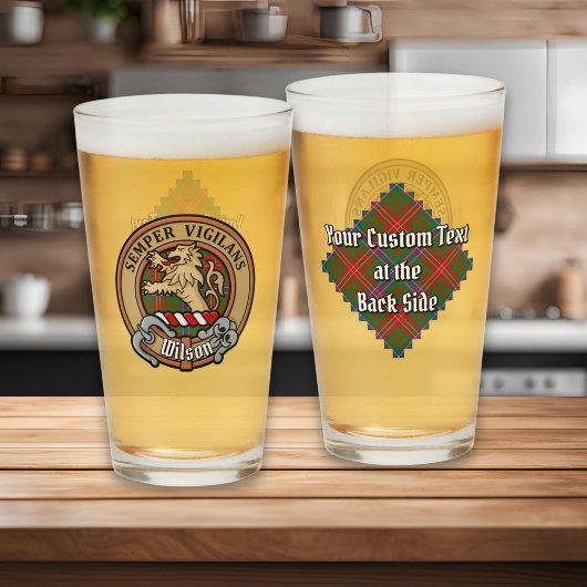 Clan Wilson Crest over Modern Tartan Glas