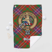 Clan Wilson Crest over Modern Tartan Golfhanddoek (Insitu)