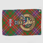 Clan Wilson Crest over Modern Tartan Golfhanddoek (Horizontaal)
