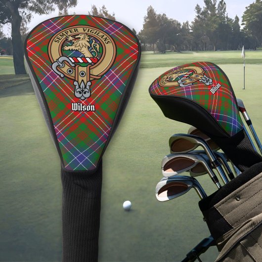 Clan Wilson Crest over Modern Tartan Golfheadcover
