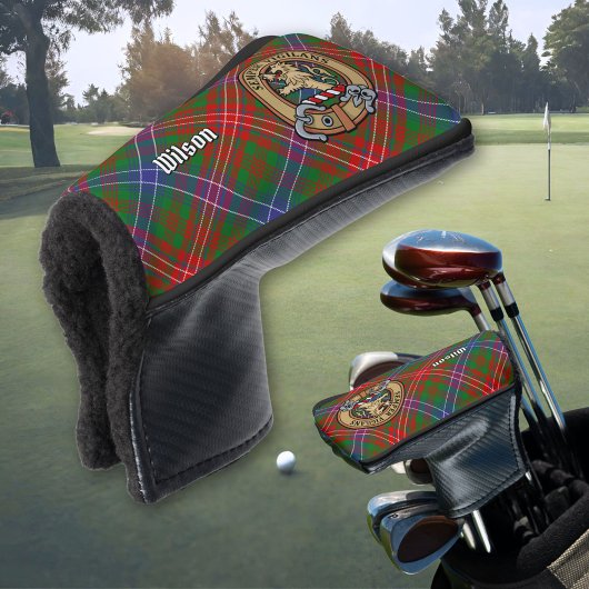 Clan Wilson Crest over Modern Tartan Golfheadcover