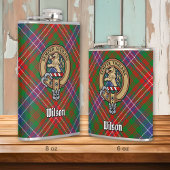 Clan Wilson Crest over Modern Tartan Heupfles