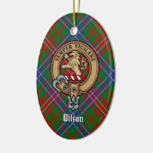 Clan Wilson Crest over Modern Tartan Keramisch Ornament (Links)