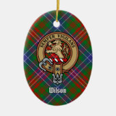 Clan Wilson Crest over Modern Tartan Keramisch Ornament (Voorkant)