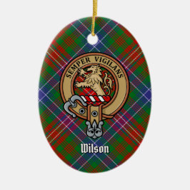 Clan Wilson Crest over Modern Tartan Keramisch Ornament