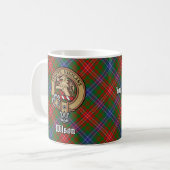 Clan Wilson Crest over Modern Tartan Koffiemok (Voorkant links)
