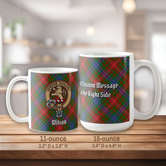 Clan Wilson Crest over Modern Tartan Koffiemok