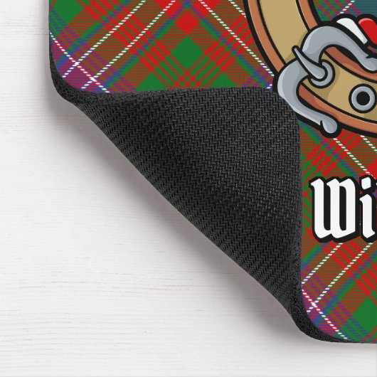 Clan Wilson Crest over Modern Tartan Muismat (Hoek)
