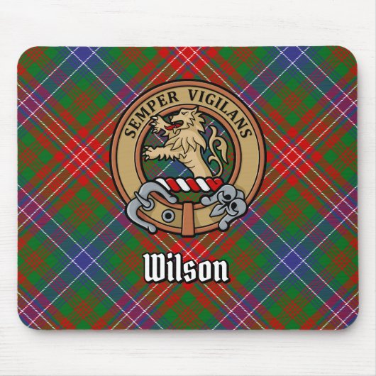 Clan Wilson Crest over Modern Tartan Muismat (Voorkant)