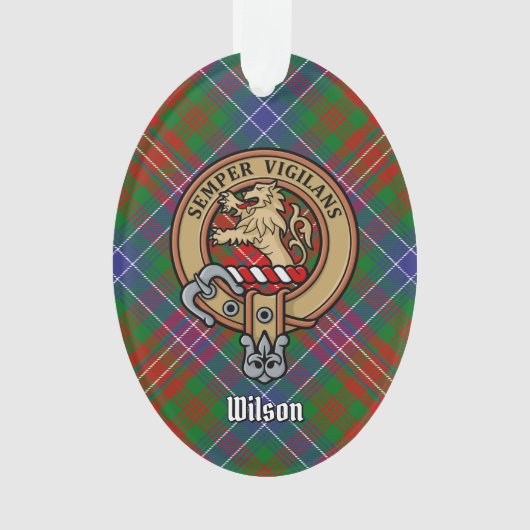 Clan Wilson Crest over Modern Tartan Ornament (voorkant)