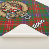 Clan Wilson Crest over Modern Tartan Sherpa Deken (3/4)