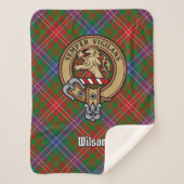 Clan Wilson Crest over Modern Tartan Sherpa Deken (Voorkant)