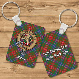 Clan Wilson Crest over Modern Tartan Sleutelhanger