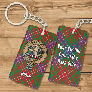 Clan Wilson Crest over Modern Tartan Sleutelhanger