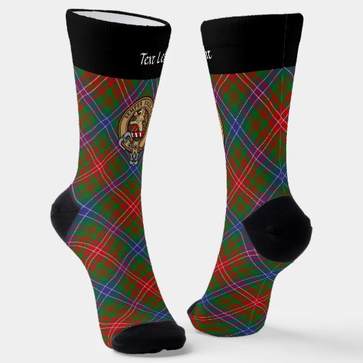 Clan Wilson Crest over Modern Tartan Sokken (Gebogen)