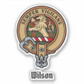 Clan Wilson Crest over Modern Tartan Sticker (Voorkant)