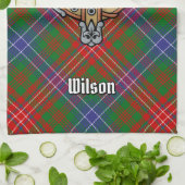 Clan Wilson Crest over Modern Tartan Theedoek (Gevouwen)
