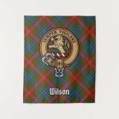 Clan Wilson Crest over Modern Tartan Wandkleed (Voorkant)
