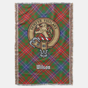 Clan Wilson Crest over moderne tartan Deken