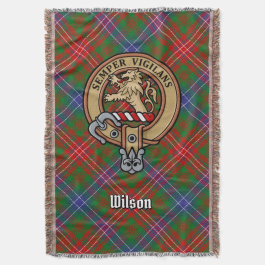 Clan Wilson Crest over moderne tartan Deken (Voorkant Verticaal)