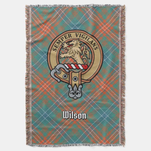 Clan Wilson Crest over Oude Tartan Deken (Voorkant Verticaal)