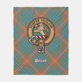 Clan Wilson Crest over Oude Tartan Fleece Deken (Voorkant)