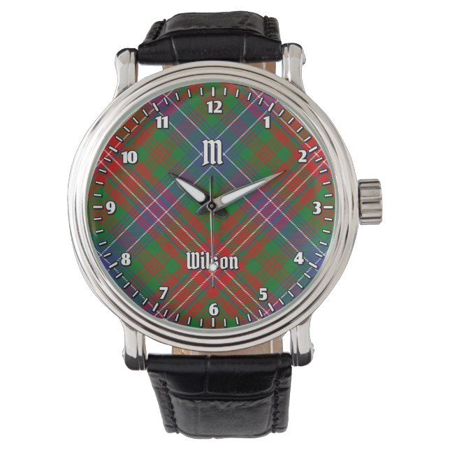 Clan Wilson Modern Tartan Horloge (Voorkant)