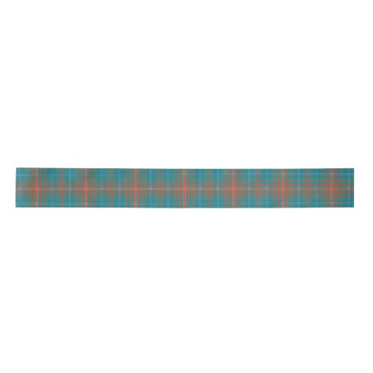 Clan Wilson Plaid Tartan Sinaasappel Blauw Check Satijnen Lint (Voorkant)