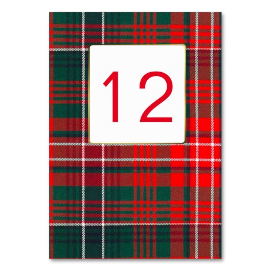 Clan Wilson Plaid Trouwtafel nummer Kaart (Voorkant)