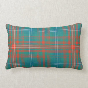 Clan Wilson Plaid Turquoise Sinaasappel Check Tart Kussen