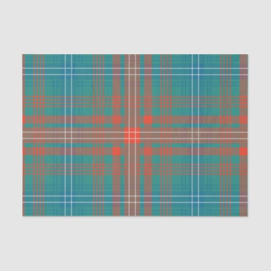Clan Wilson Sinaasappel Turquoise Plaid Check Tart Tissuepapier (Voorkant)