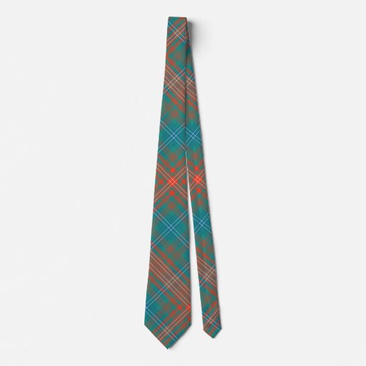 Clan Wilson Tartan Oranje Turquoise Pattern Stropdas (Voorkant)