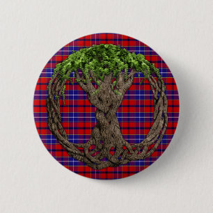 Clan Wishart Dress Tartan en Celtc Tree of Life Ronde Button 5,7 Cm