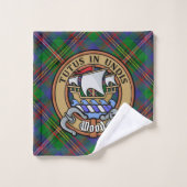 Clan Wood Crest boven Tartan Bad Handdoek (Wasdoekje)