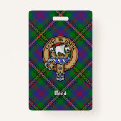 Clan Wood Crest boven Tartan Badge (Voorkant)