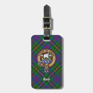 Clan Wood Crest boven Tartan Bagagelabel