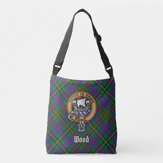 Clan Wood Crest boven Tartan Crossbody Tas (Voorkant)