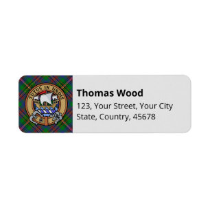 Clan Wood Crest boven Tartan Etiket