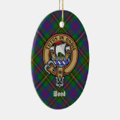 Clan Wood Crest boven Tartan Keramisch Ornament (Rechts)