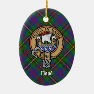 Clan Wood Crest boven Tartan Keramisch Ornament
