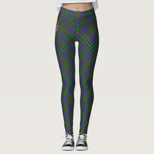 Clan Wood Crest boven Tartan Leggings (Voorkant)
