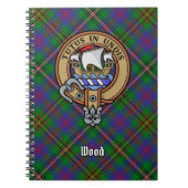Clan Wood Crest boven Tartan Notitieboek (Voorkant)