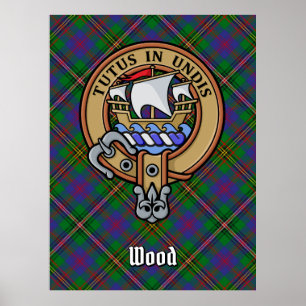 Clan Wood Crest boven Tartan Poster