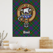 Clan Wood Crest boven Tartan Poster (Keuken)