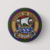 Clan Wood Crest boven Tartan Ronde Button 5,7 Cm (Voorkant)