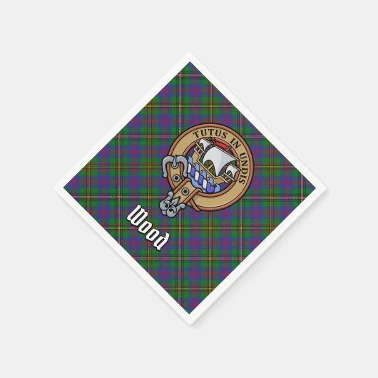 Clan Wood Crest boven Tartan Servet (Hoek)