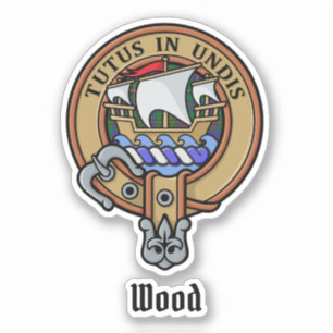 Clan Wood Crest boven Tartan Sticker