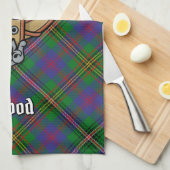 Clan Wood Crest boven Tartan Theedoek (Quarter Fold)